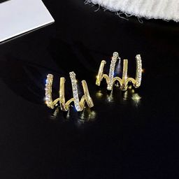 PolluxCraft Gold-Plated Zircon Studded Contemporary Shaped Korean Studs-image-39