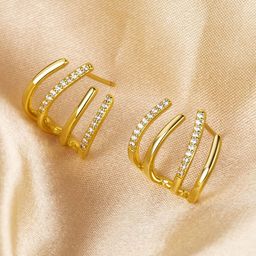PolluxCraft Gold-Plated Zircon Studded Contemporary Korean Studs-image-57
