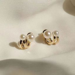 PolluxCraft Korean Gold-Plated Pearls Beaded Contemporary Shaped Studs-image-77