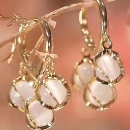 PolluxCraft Gold-Plated Opal Contemporary Shaped Drop Earrings-picture-38