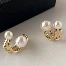 PolluxCraft Gold-Plated Korean Pearls Beaded Contemporary Shaped Studs-picture-43