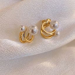 PolluxCraft Gold-Plated Pearls Contemporary Studs-11
