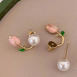 PolluxCraft Gold-Plated Zircon Studded Contemporary Shaped Korean Studs-image-62