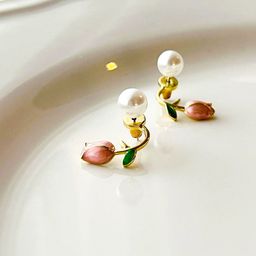 PolluxCraft Korean Gold-Plated Zircon Studded Contemporary Shaped Studs-image-42