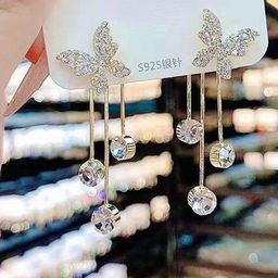 PolluxCraft Korean Cubic Zirconia Drops & Danglers Alloy Butterfly Stud Earring-image-31