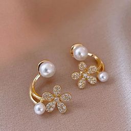 PolluxCraft Korean Gold-Plated Zircon Stones Studded Contemporary Shaped Studs-image-48