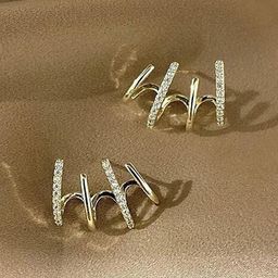 PolluxCraft Korean Gold-Plated Zircon Studded Contemporary Shaped Studs-picture-26