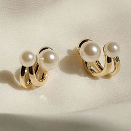 PolluxCraft Korean Gold-Plated Pearls Studded Contemporary Shaped Studs-image-33