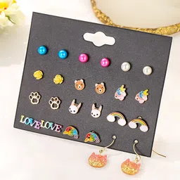 Yellow Chimes Set Of 24 Studs Earrings-image-74