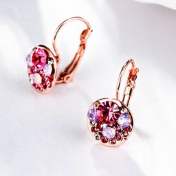 Yellow Chimes Rose Gold Plated Crystals Hoop Earrings-12