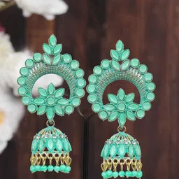 Crunchy Fashion Gold-plated Classic Jhumkas Earrings-14