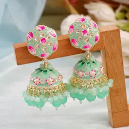 Crunchy Fashion Gold-Plated Alloy Dome-Shaped Jhumkas Earrings-image-16