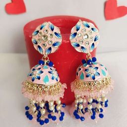 Crunchy Fashion Gold-Plated Meenakari Classic Jhumkas-25