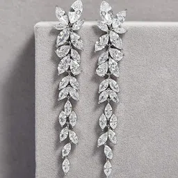 Yellow Chimes Silver-Toned & White Leaf Shaped Drop Earrings-41