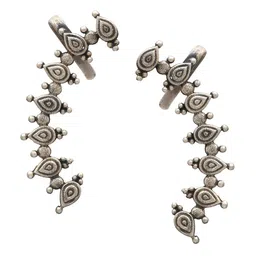 Dulcett Silver-Plated Crescent Shaped Ear Cuff Earrings-13