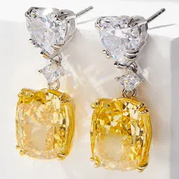 Jewels Galaxy Silver-Plated American Diamond-Studded Drop Earrings-40