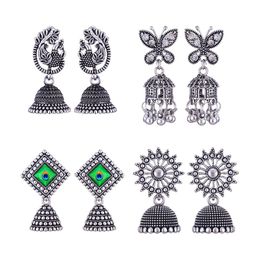 MEENAZ Set Of 4 Silver Plated Stainless Steel Jhumkas-image-121