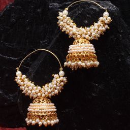 Kennice Gold-Plated Dome Shaped Jhumkas Earrings-image-35