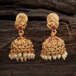 Kushal's Fashion Jewellery Gold-Plated Dome Shaped Jhumkas Earrings-18