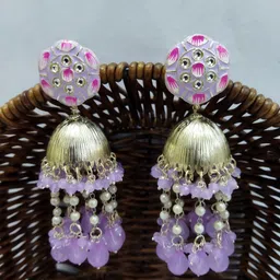 Crunchy Fashion Gold-Plated Dome Shaped Jhumkas-image-28