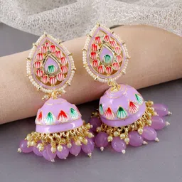 Crunchy Fashion Gold-Plated Dome Shaped Jhumkas-image-27