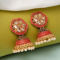 ADIVA Gold-Plated Dome Shaped Jhumkas-38