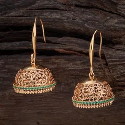 Kushal's Fashion Jewellery Green Dome Shaped Jhumkas Earrings-image-19