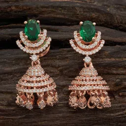 Kushal's Fashion Jewellery Rose Gold-Plated Dome Shaped Jhumkas-image-98