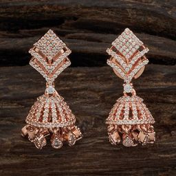 Kushal's Fashion Jewellery Rose Gold-Plated Cubic Zirconia Studded Dome Shaped Jhumkas-47