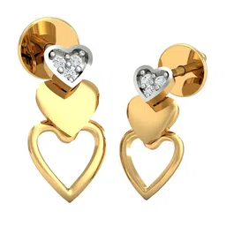 KUBERBOX Layered Heart 18KT Gold Diamond Studded Stud Earrings-1.59gm-image-75