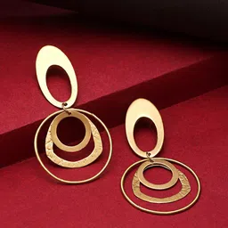 Yellow Chimes Gold-Plated Geometrical Shape Linked Dainty Earrings-image-20