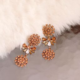 Bellofox White Gold-Plated Stone Studded Contemporary Drop Earrings-image-23