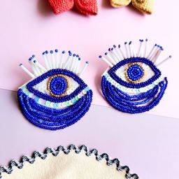 Sangria Evil Eye Beaded Drop Earrings-picture-35