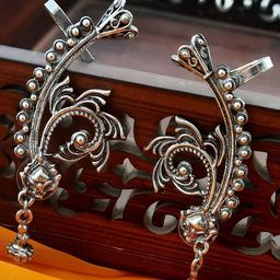 Dulcett Set Of 2 Floral Silver-Plated Ear Cuff Earrings-34