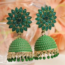 Moedbuille Gold-Plated Floral Jhumkas Earrings-image-65