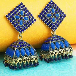Fashion Frill Gold-Plated Dome Shaped  Jhumkas Earrings-image-92