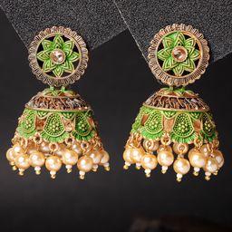 ADIVA Gold-Plated Floral Jhumkas Earrings-1