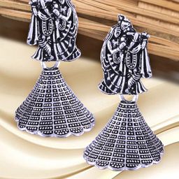 Vighnaharta Rhodium-Plated Contemporary Shaped Jhumkas-image-93