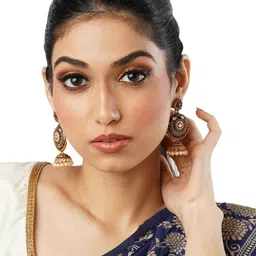 Anouk Gold-Toned Gold-Plated Contemporary Jhumkas-20