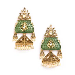 Anouk Gold-Toned Brass-Plated Beaded Floral Jhumkas-image-41