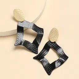 DressBerry Black Gold Plated Drop Earrings-image-56