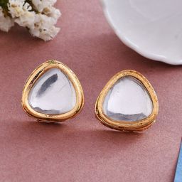 Silvermerc Designs Gold-Plated Kundan Studs Earrings-16