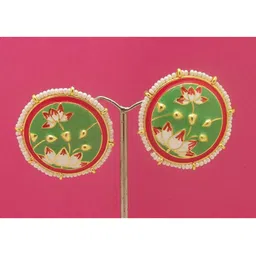 FEMMIBELLA Green Circular Studs Earrings-57