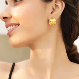 RUBANS Voguish Gold-Plated Circular Half Hoop Earrings-11