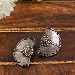 VENI Silver-Toned Circular Studs Earrings-image-31