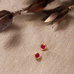 Ruby Raang Maroon Circular Studs Earrings-image-61