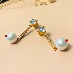 ABDESIGNS Gold-Plated Classic Kundan Drop Earrings-1