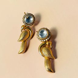 ABDESIGNS Gold Plated Classic Kundan Drop Earrings-2