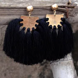 Bellofox Black Gold-Plated Contemporary Drop Earrings-image-55