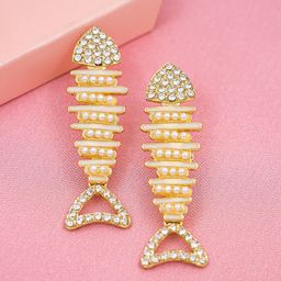 Bellofox Beige & Gold-Toned Pearls Drop Earrings-image-52
